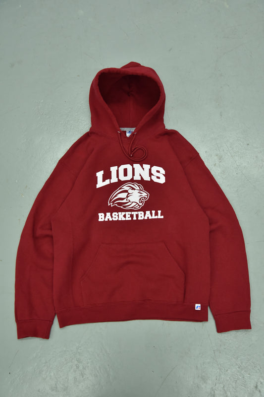 Vintage LIONS Russell Athletic Hoodie Red / L
