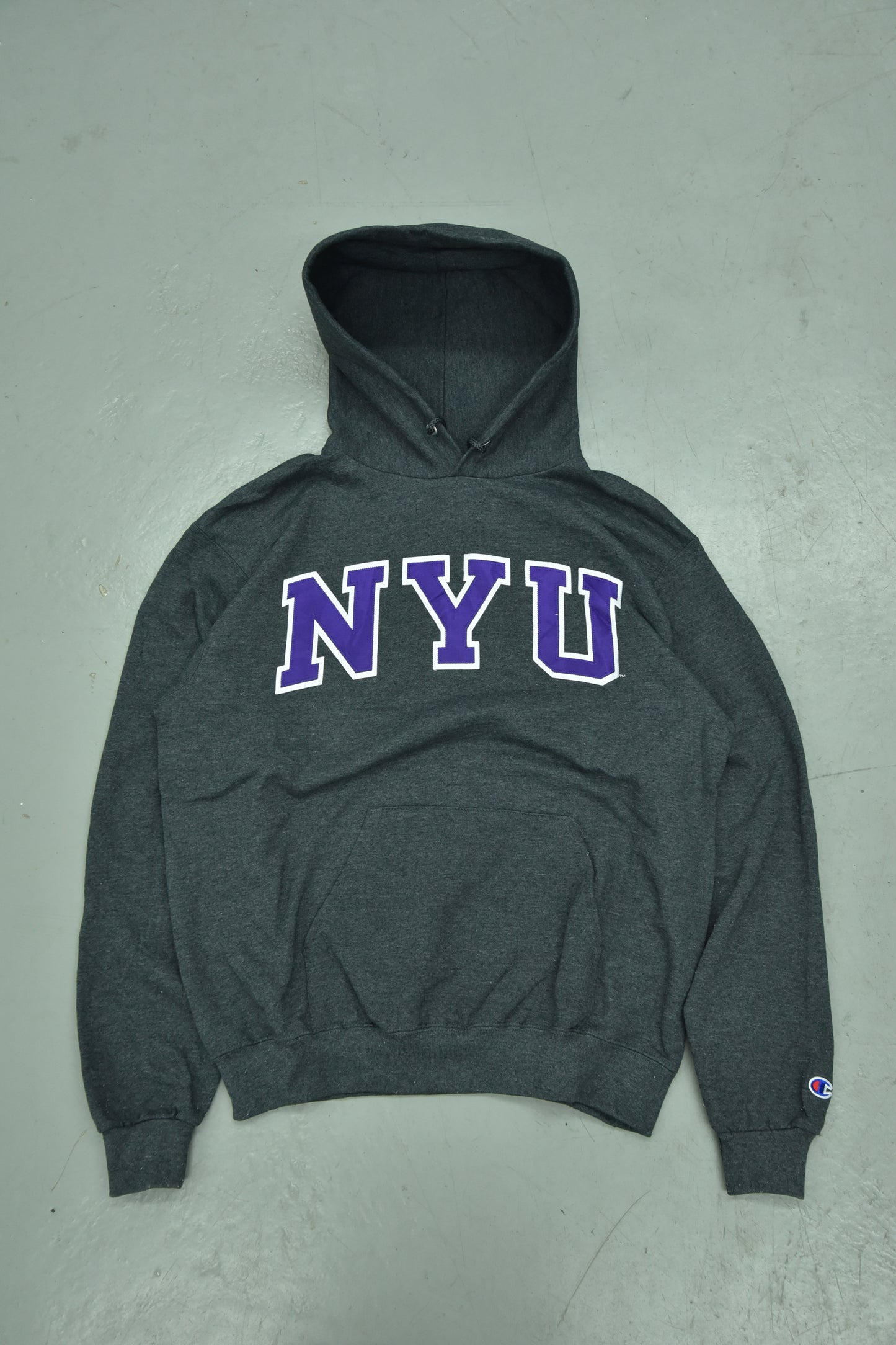 Vintage Champion NYU Grey Hoodie / M
